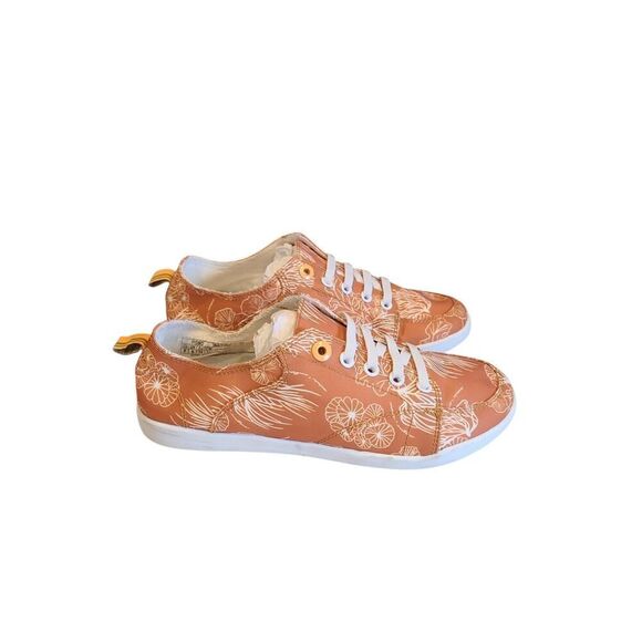 Vionic Pismo Lace-Up Shoes, Starfish Coral Print White Rubber Sole Beachy | 7 - Picture 1 of 12